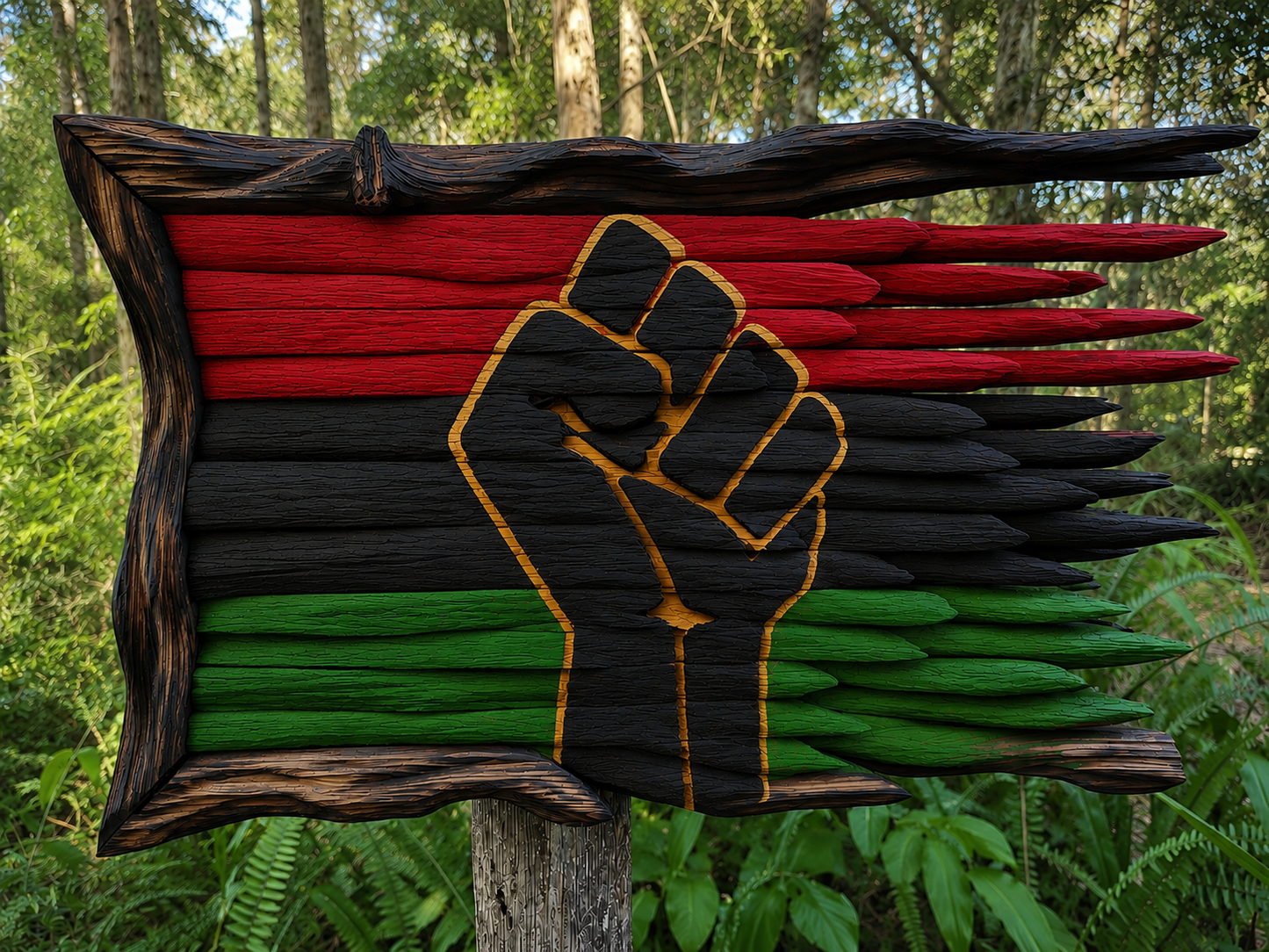 Handmade Wooden BLM Flag