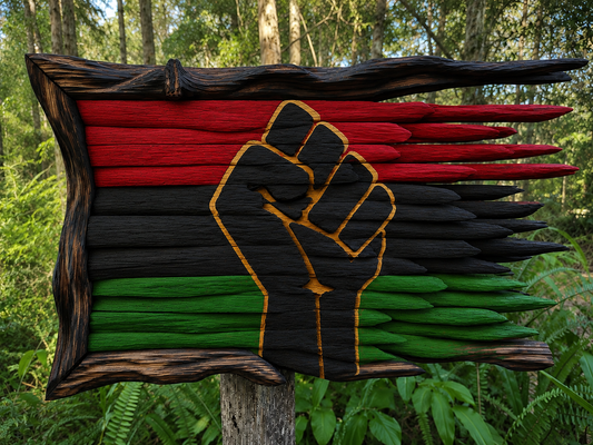 Handmade Wooden BLM Flag
